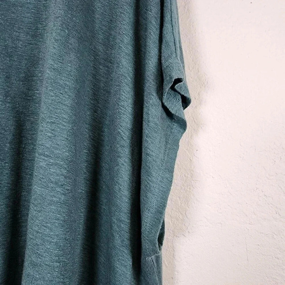 EILEEN FISHER Top Blouse Women's M Green Oversized HIgh Low Hem Boat Neck - Picture 5 of 13